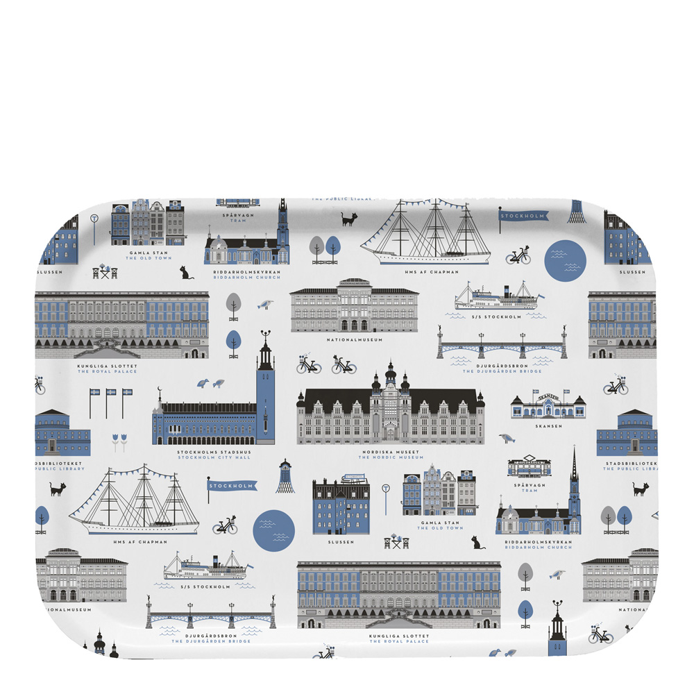 Citronelles Stockholm Frukostbricka 27x20 cm Blå