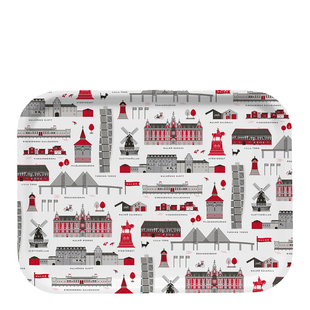 Citronelles Malmö Frukostbricka 27x20 cm Röd