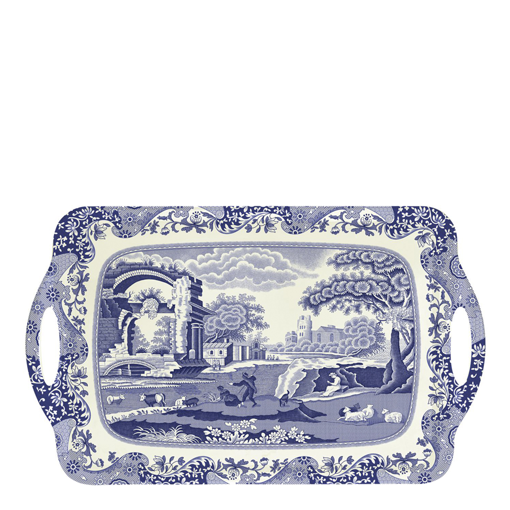 Spode Blue Italian bricka stor 48x30 cm blå/vit