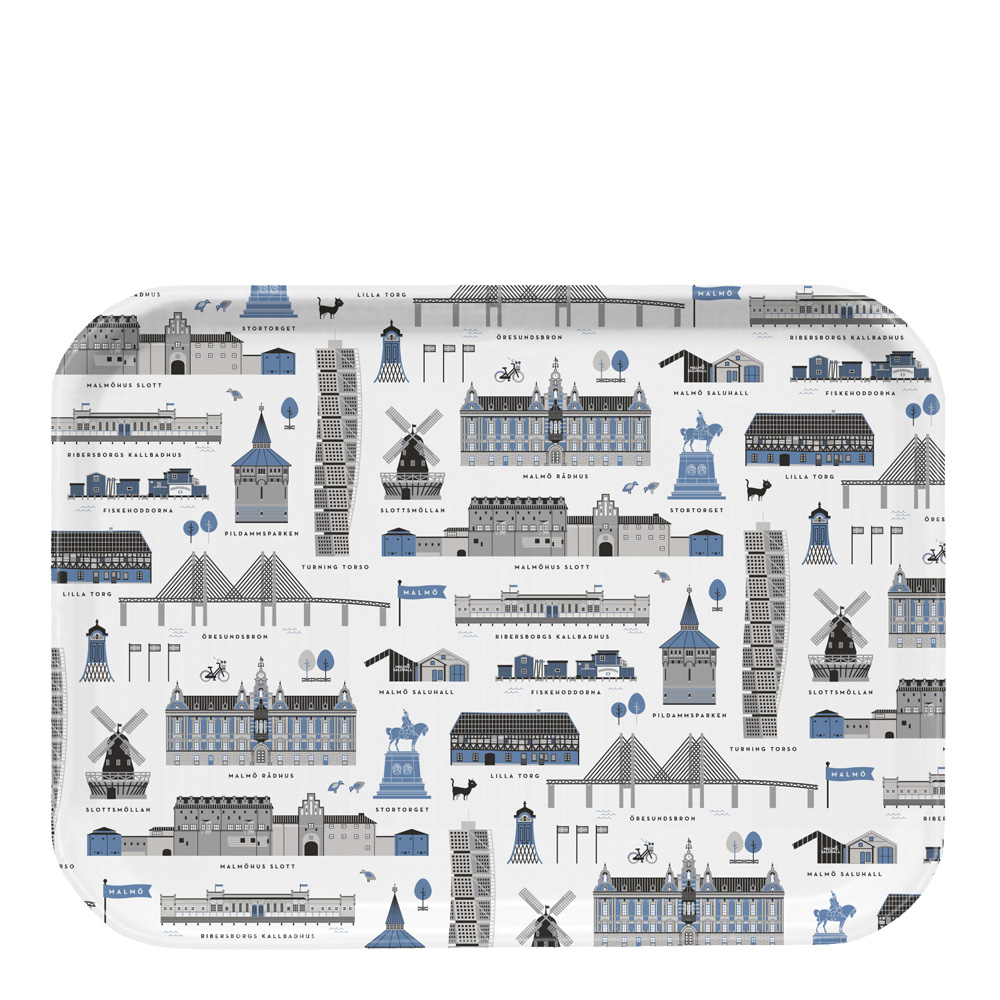 Citronelles Malmö Frukostbricka 27x20 cm Blå