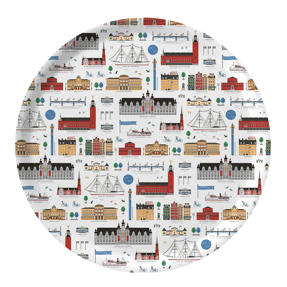 Citronelles Stockholm City Bricka rund 38 cm Multi