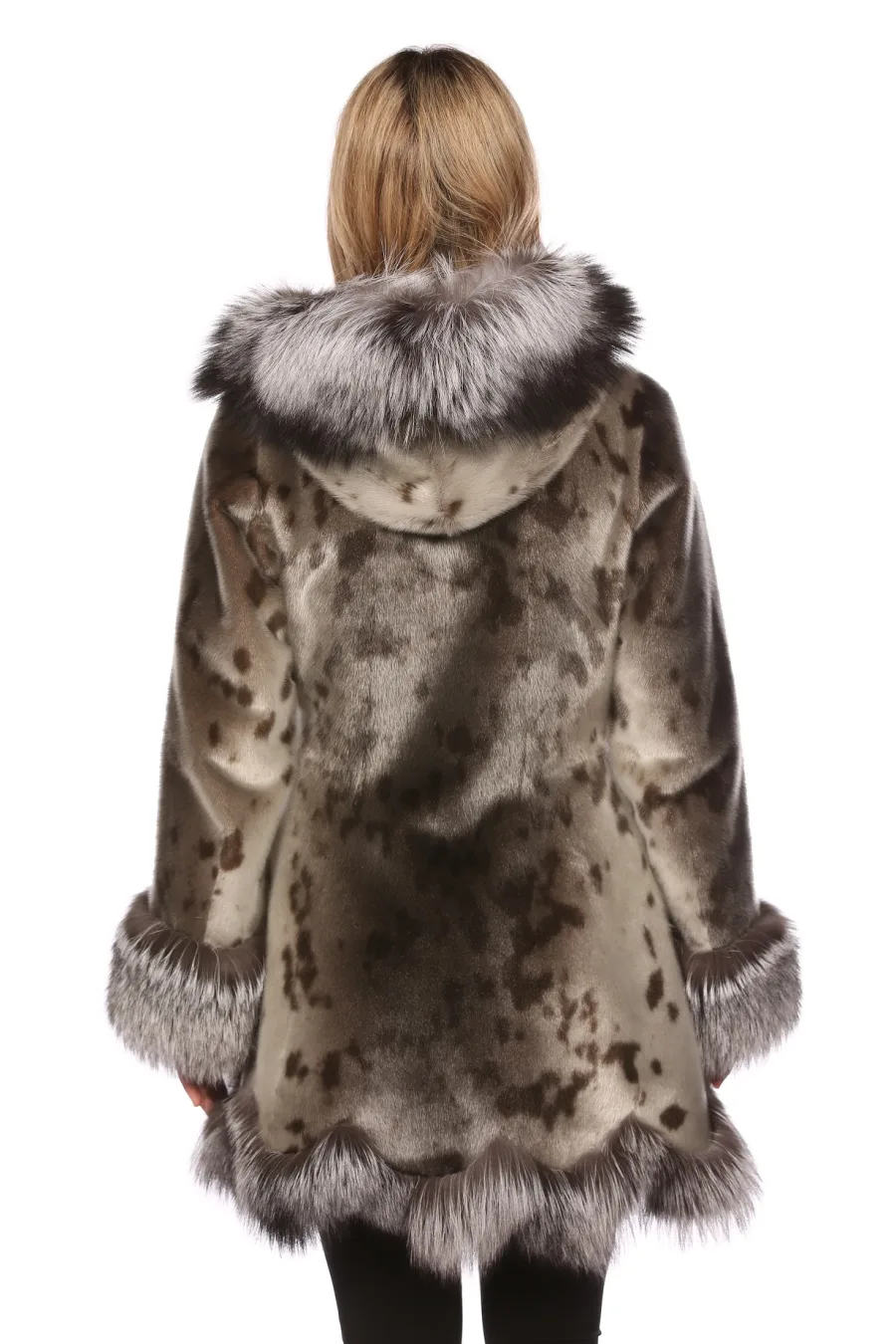 Manteau Megan en Loup Marin Naturel & Renard Argenté