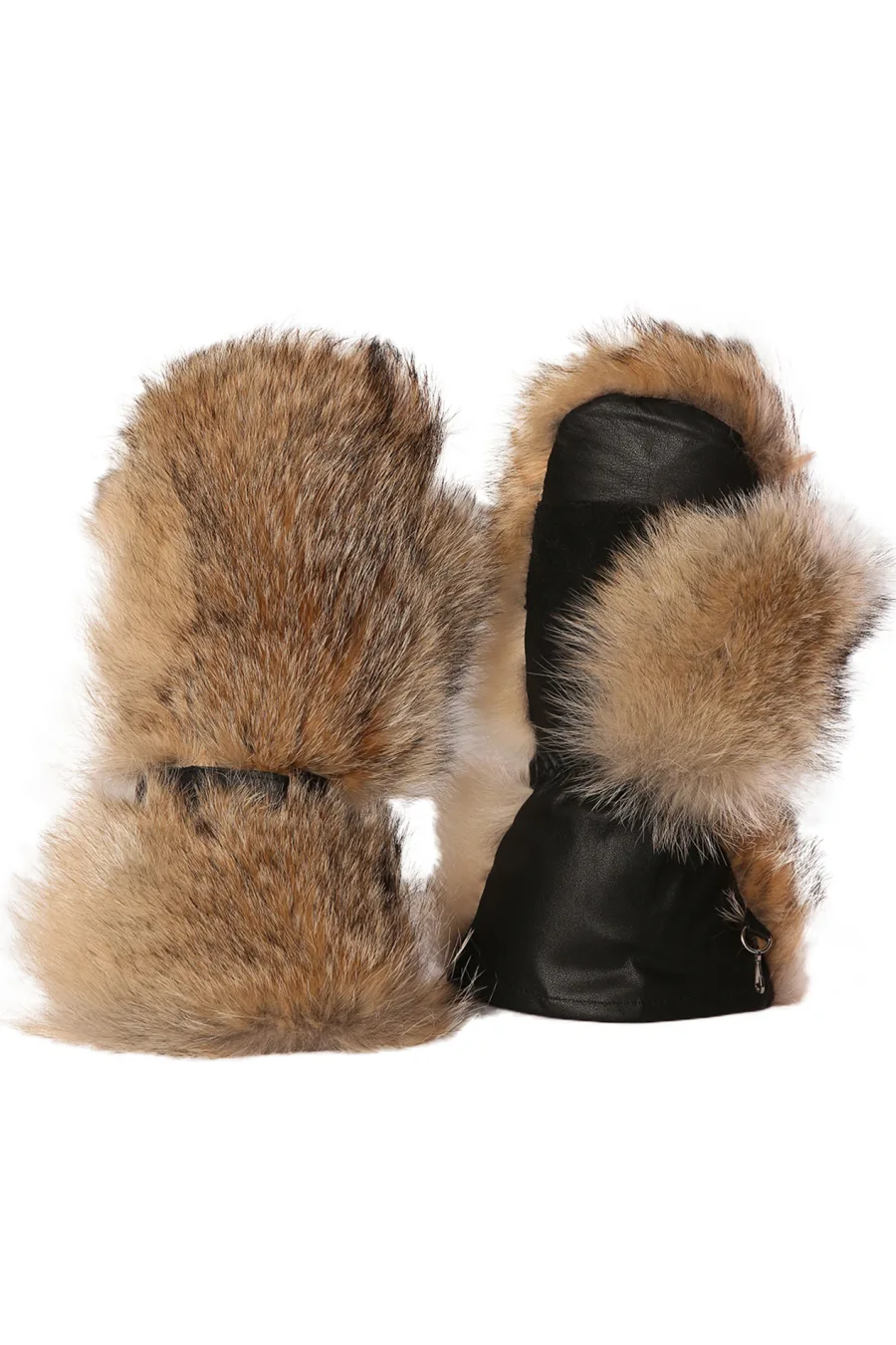 Mitaines en fourrure de Coyote naturel - Longues