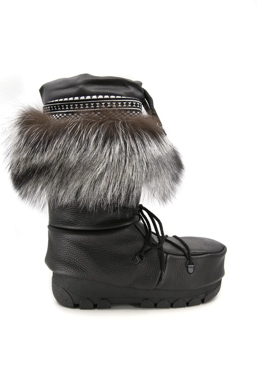 Bottes en cuir et Renard argenté - Mukluks