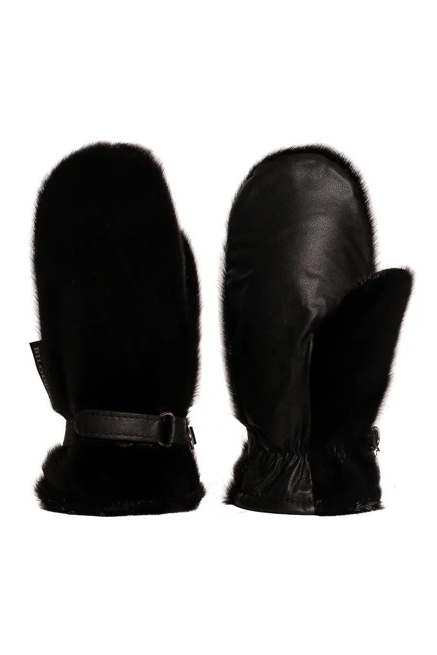 Mitaines en fourrure de Loup Marin noir - Courtes
