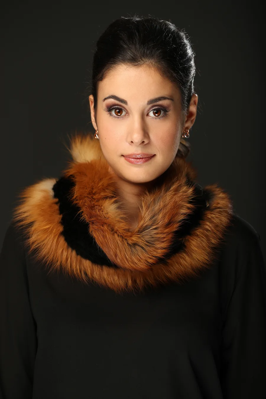 Foulard Infinity Castor Noir et Renard Roux