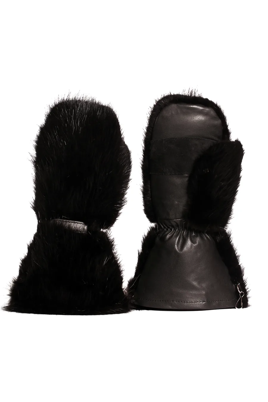 Mitaines en fourrure de Castor noir - Longues