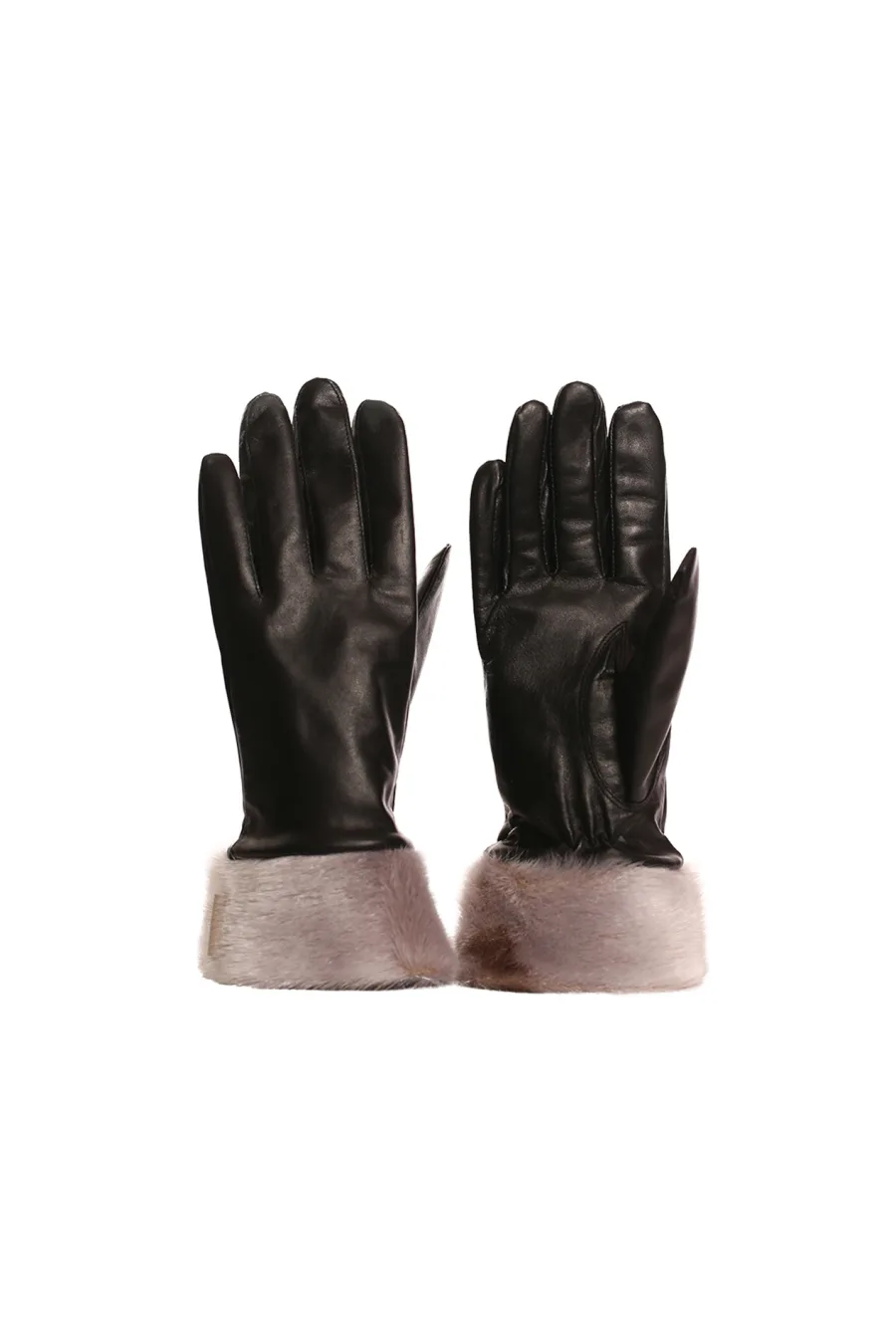 Gants cuir noir avec bordure en Loup Marin naturel