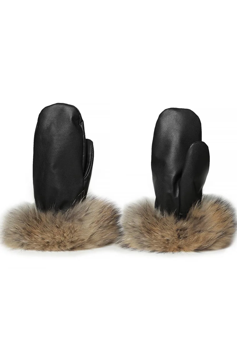 Mitaines en cuir avec bordure en Finn Raccoon - De vile