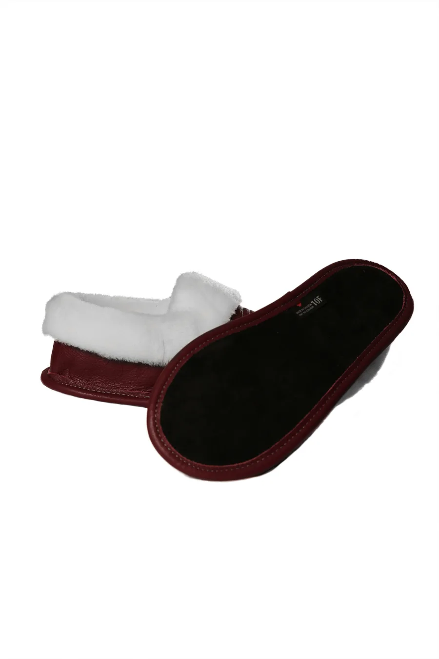 Pantoufles en cuir et Mouton blanc