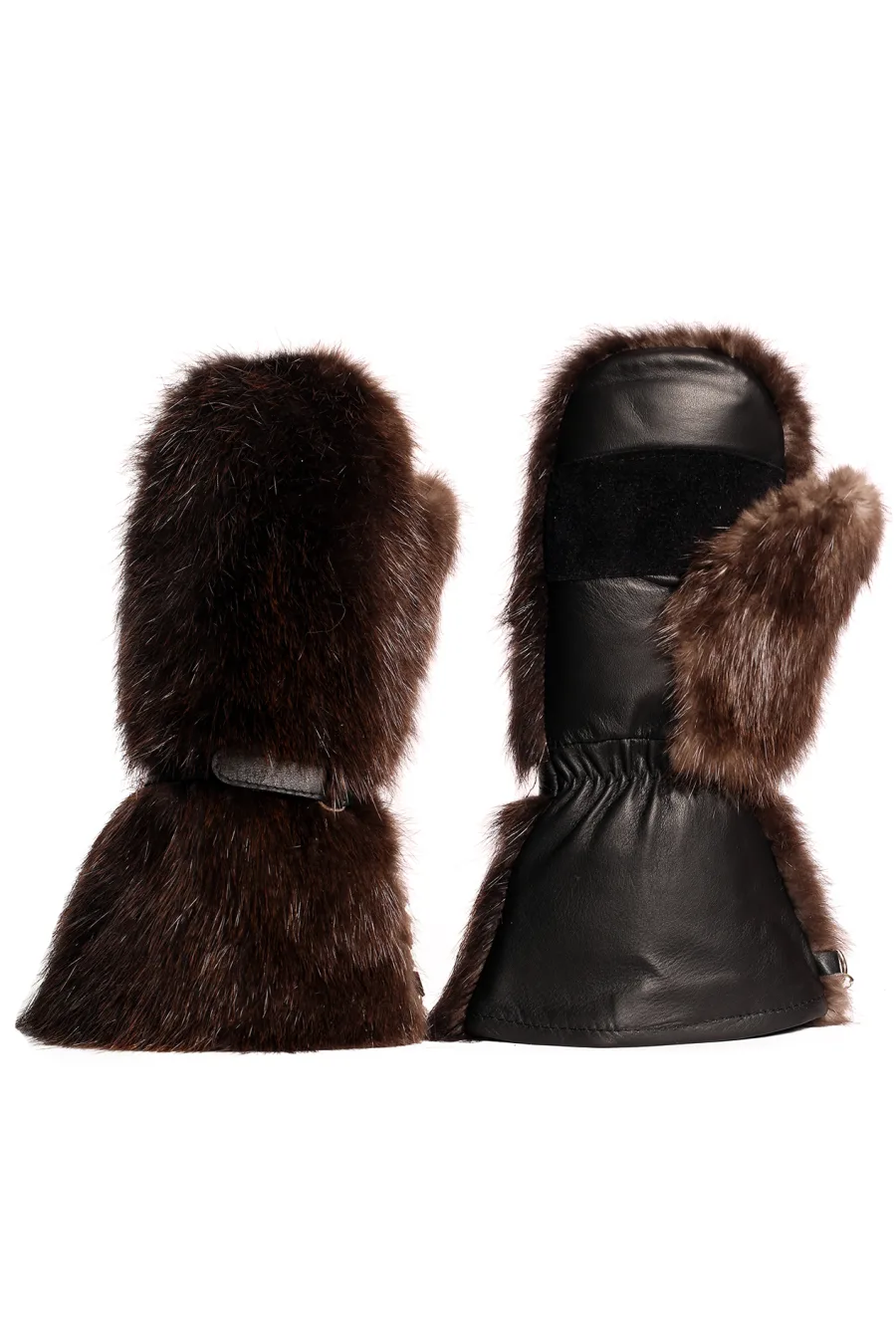 Mitaines en fourrure de Castor naturel - Longues