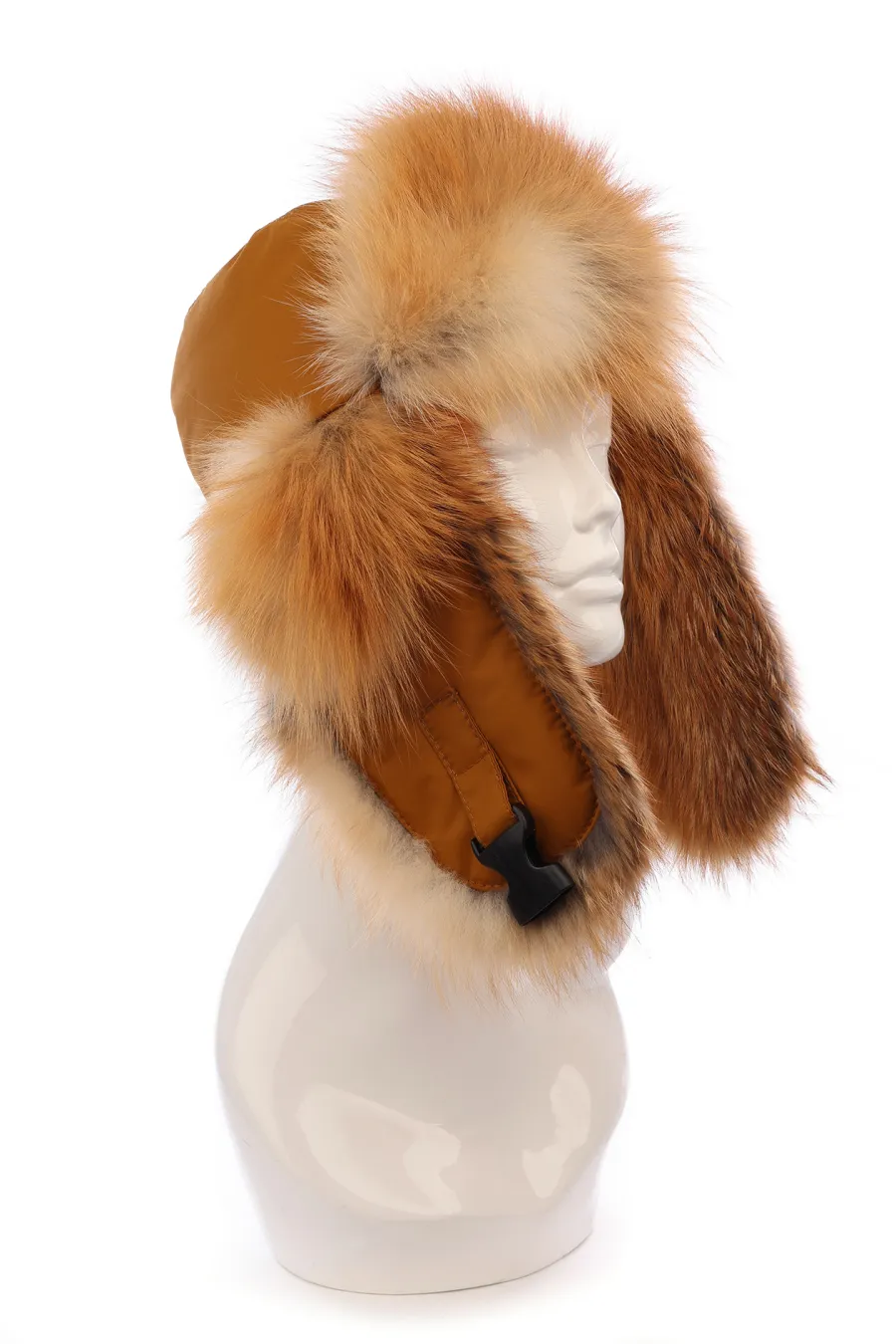 Chapeau en fourrure de Renard Roux pour enfant - Aviateur