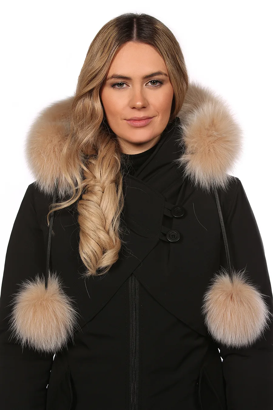 Bande pompons en fourrure de Renard Blush (28 PO)