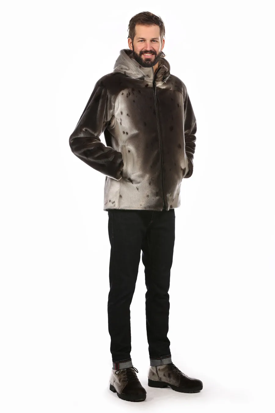 Manteau BILODEAU homme en fourrure de Loup Marin naturel