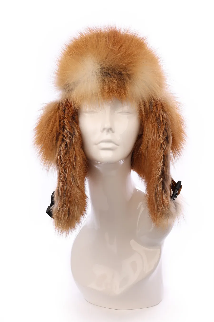 Chapeau en fourrure de Renard Roux pour enfant - Aviateur