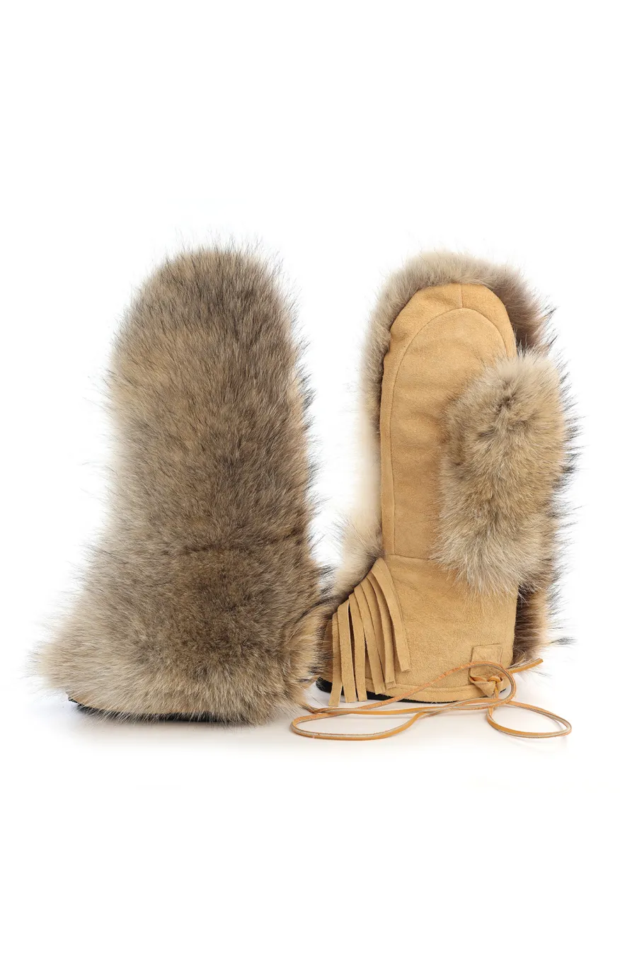 Mitaines en fourrure de Coyote naturel - Trappeur