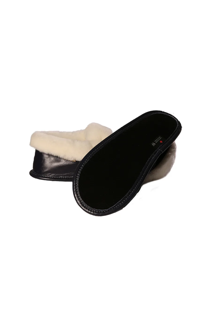 Pantoufles en cuir et Mouton blanc