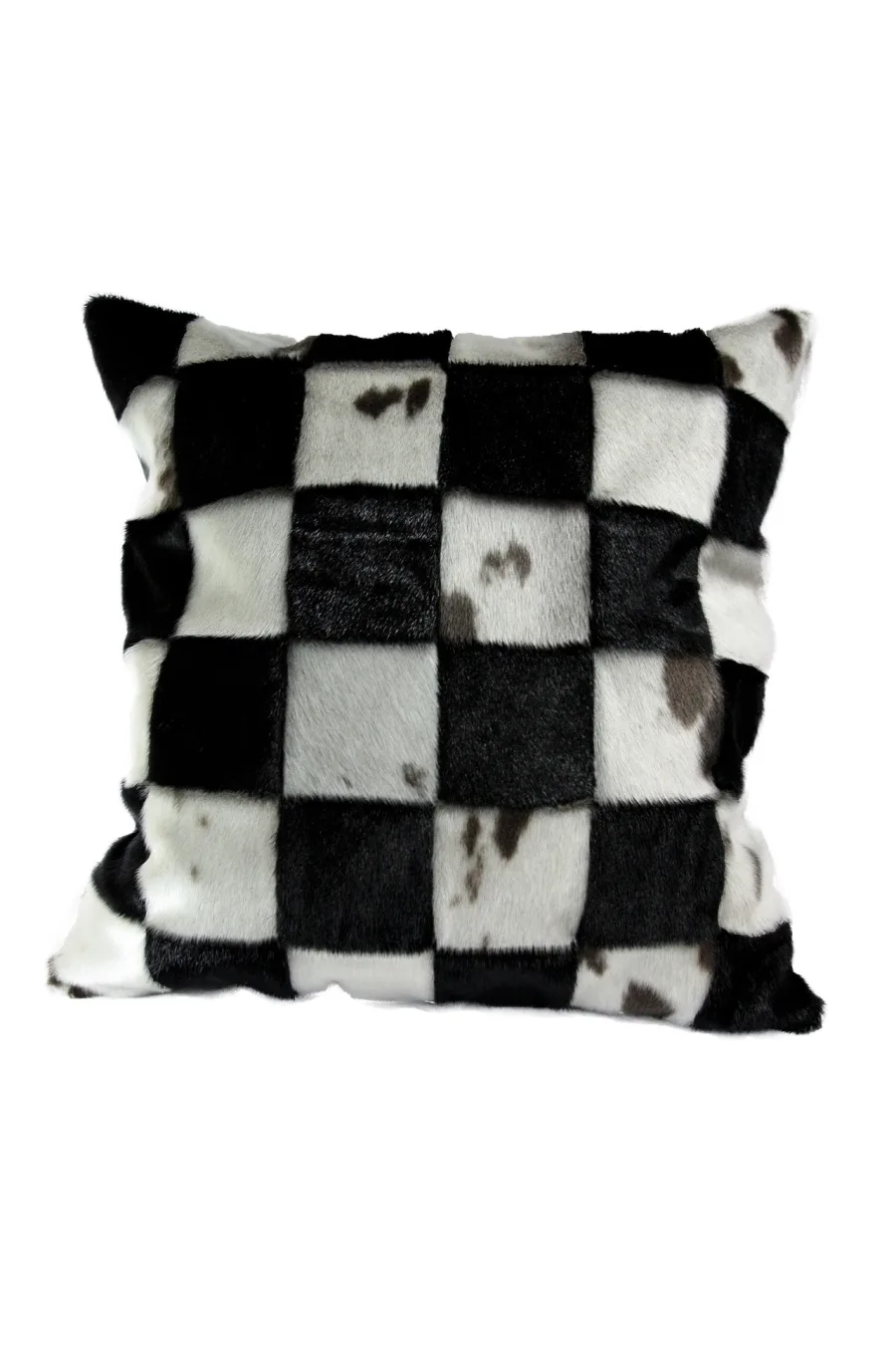 Coussin en fourrure de Loup Marin - Damier