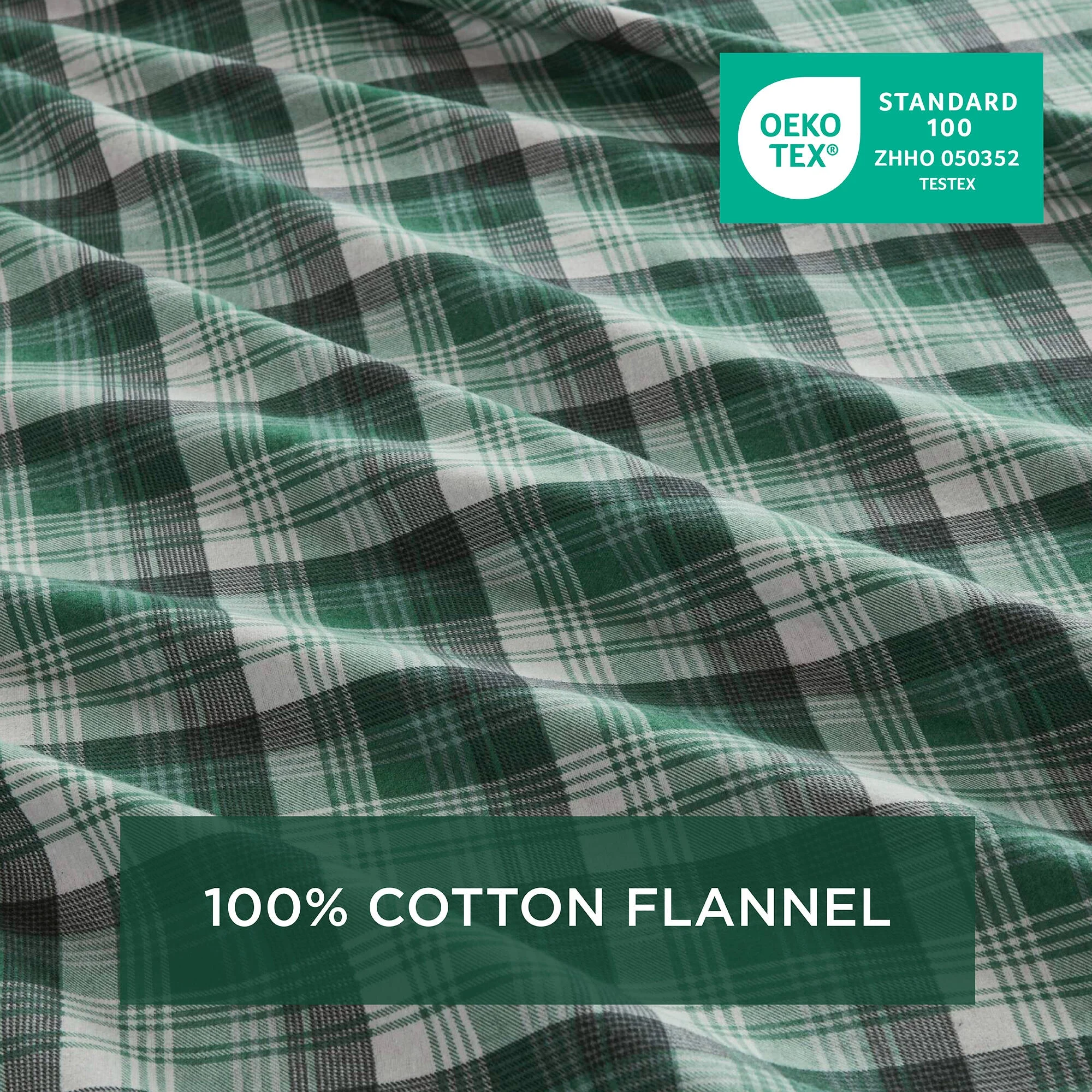 4 PCS Cal King Sheet Set Green Plaid