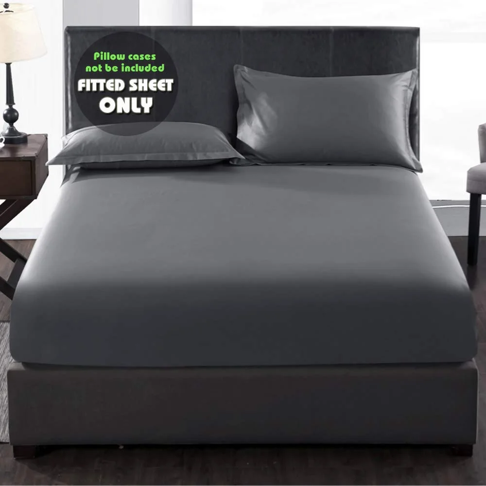 Twin Fitted Sheet Only Micro-Knit 4-Way Stretch Snug Fit Wrinkle Free, Standard and Air Bed Mattress Cover 8” to 10” Deep Pocket, Gray
