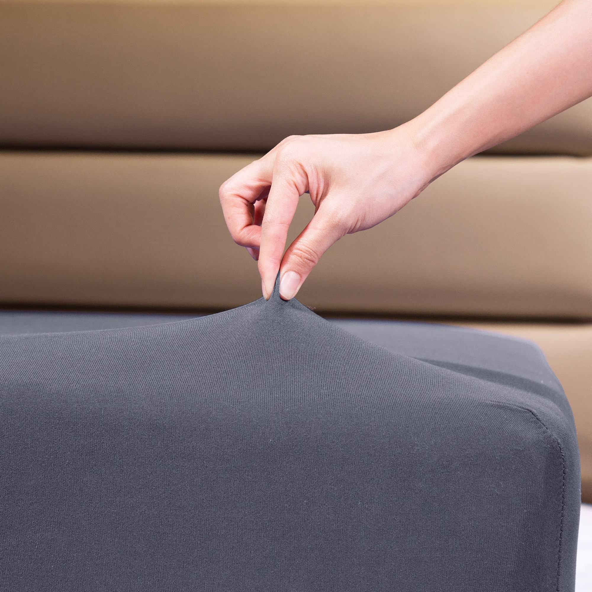 Twin Fitted Sheet Only Micro-Knit 4-Way Stretch Snug Fit Wrinkle Free, Standard and Air Bed Mattress Cover 8” to 10” Deep Pocket, Gray