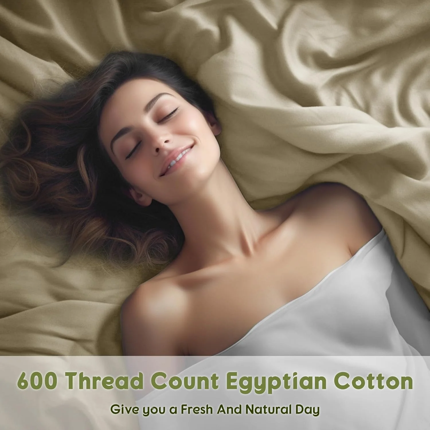 100% Egyptian Cotton Sheets Queen Size - 600 Thread Count, Luxury Hotel Quality Bedding Set, Soft Cooling Sateen Weave Bed Sheet Sets, 16" Deep Pocket - 4 PC(Linen,Queen)