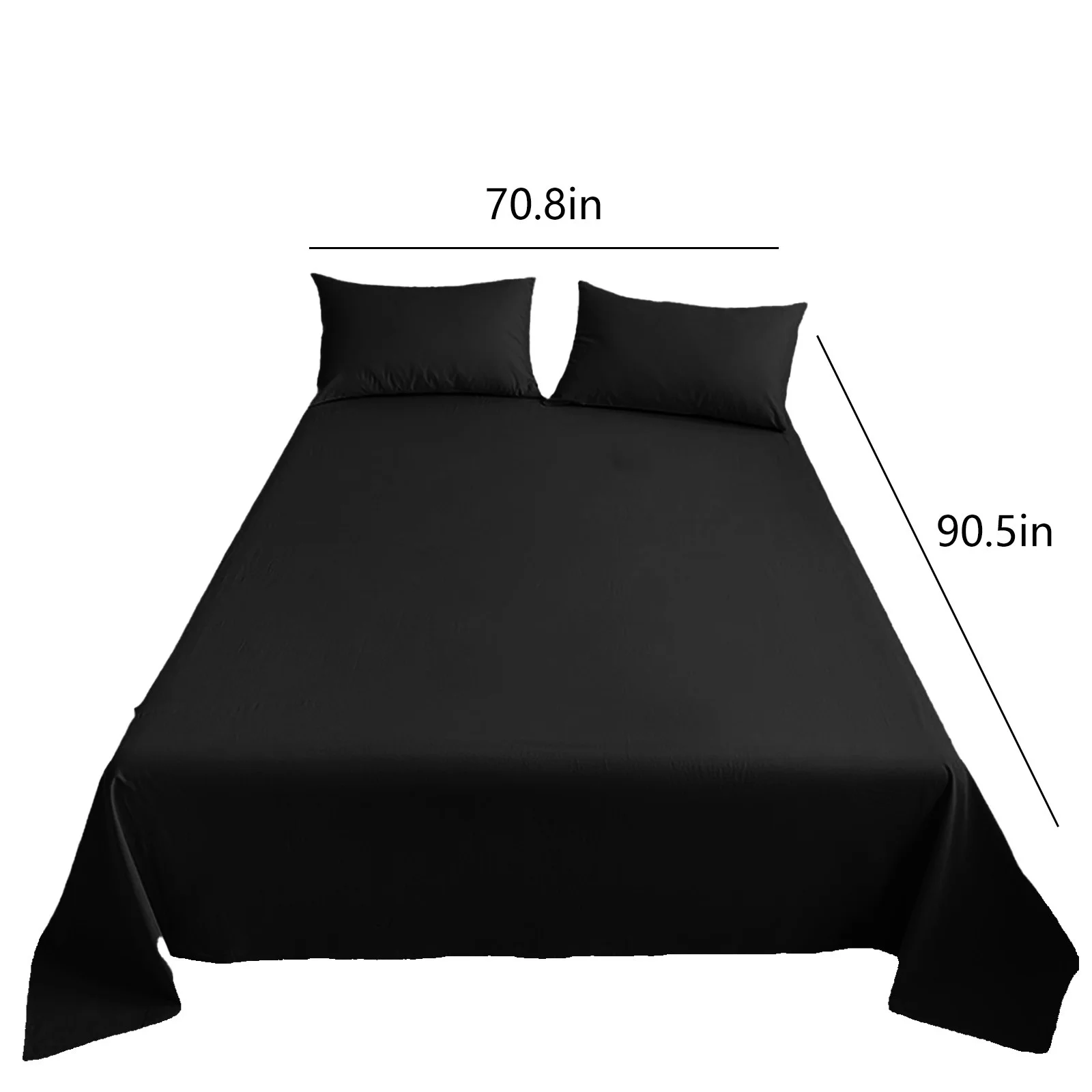 Luxury Bedding, King Size Microfiber Sheets, Black, 180x230 cm