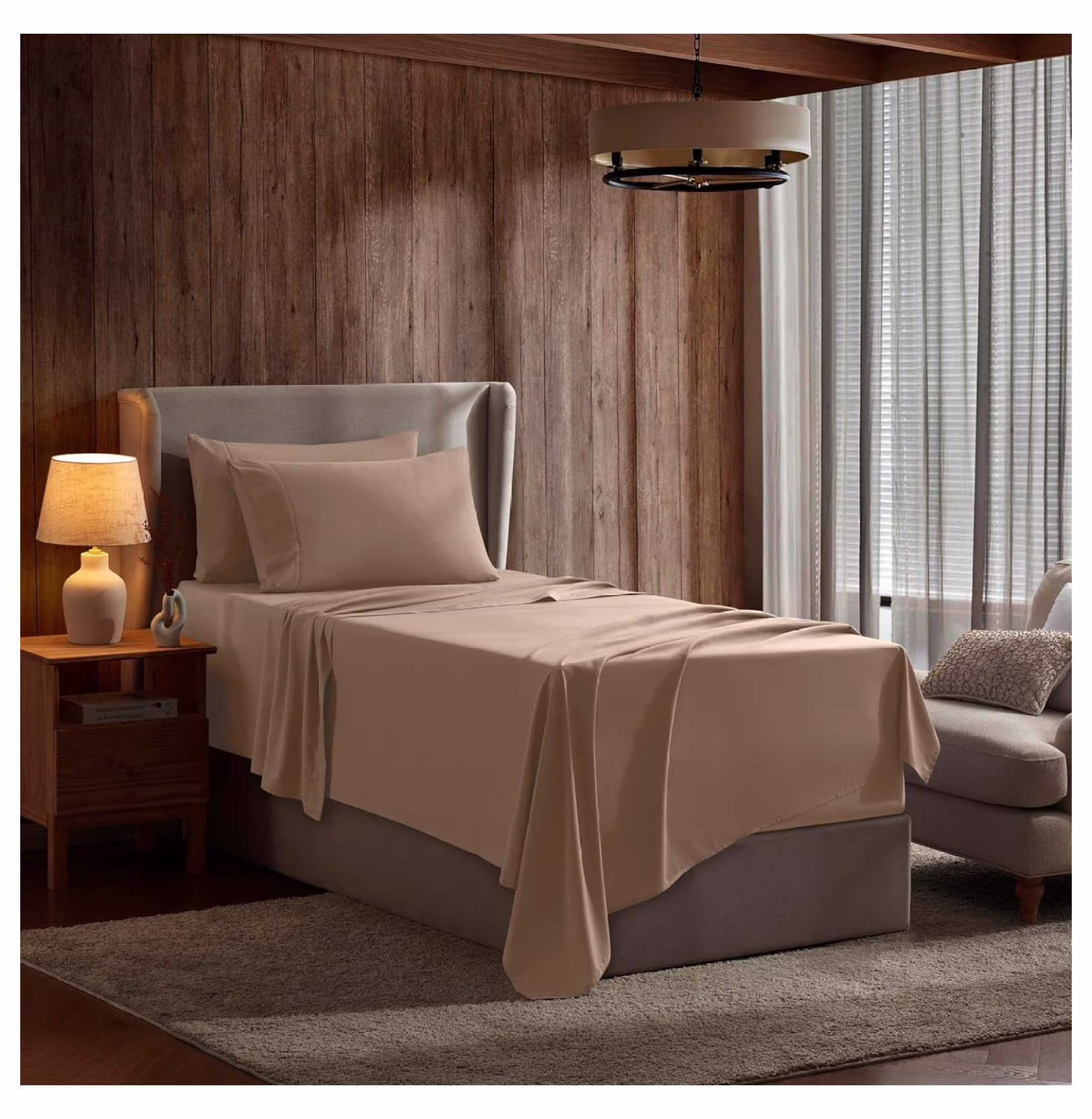 Kids Deep Pocket Twin Sheets - 3 Piece Twin Size Bed Sheets with Fitted Sheet, Flat Sheet, Pillow Case - Extra Soft Bedsheet Set with Deep Pockets for Twin Size - Taupe