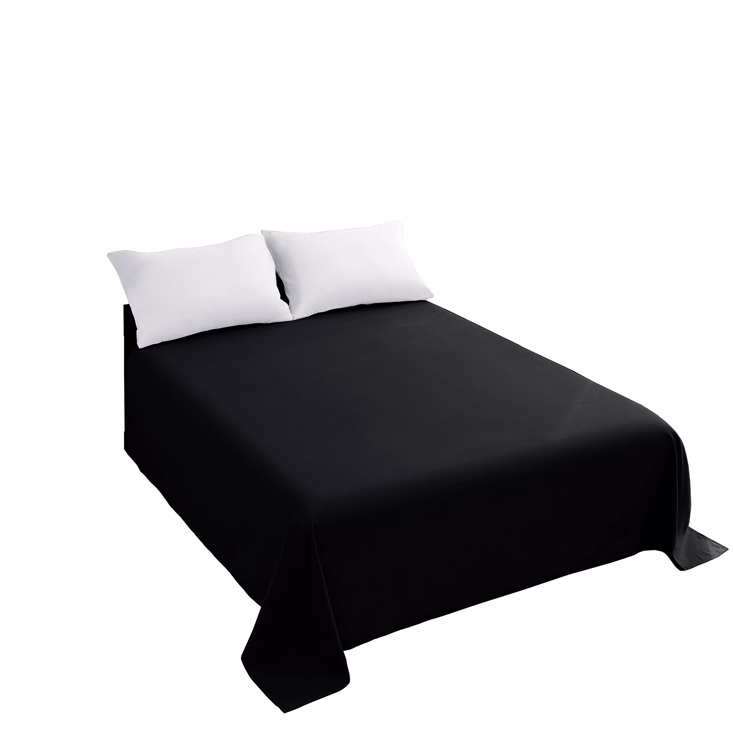Queen Size Flat Sheet Black, Premium Hotel Luxury 1500 Thread Count Bedding, Ultra Soft Wrinkle Free Stain Resistant Top Sheet, Easy Care Microfiber, Black