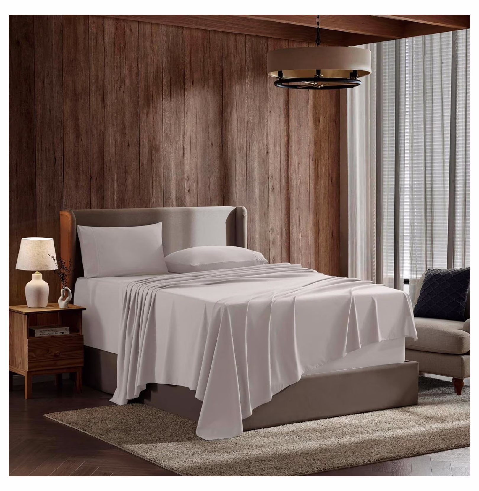 ' Short Queen Sheet Set - 4 Piece Bed Sheets, Deep Pocket, Hotel Luxury, Extra Soft, Breathable and Cooling, Linen Short Queen Size Sheets