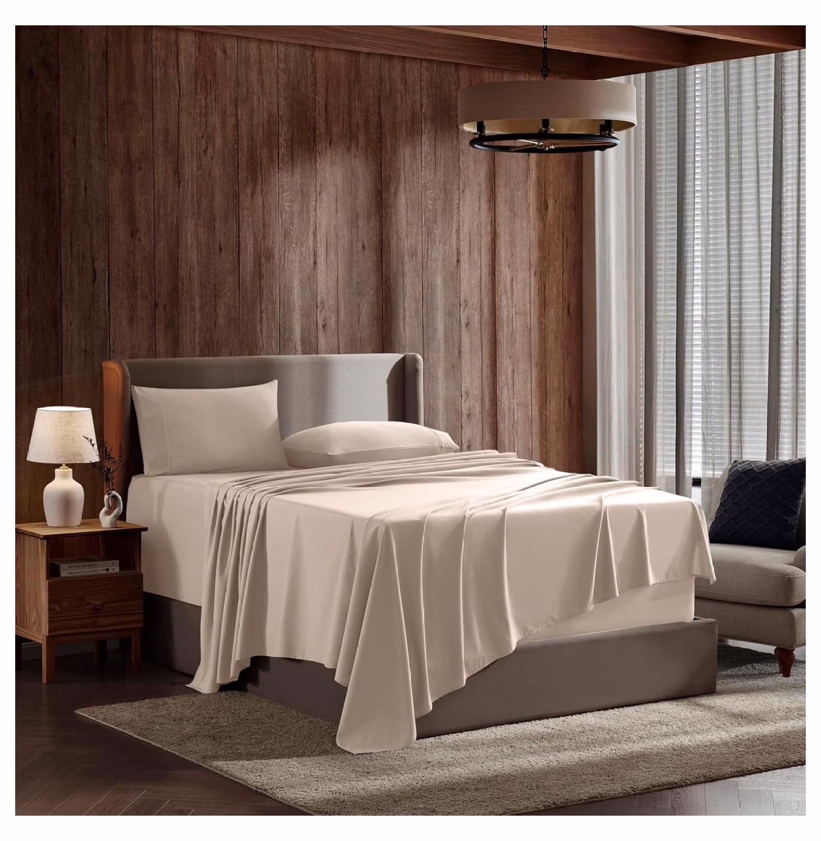 Queen Sheet Set - 4 Piece Bed Sheets for Queen Size Bed, Deep Pocket, Hotel Luxury, Extra Soft, Breathable and Cooling, Beige Cream Queen Size Sheets