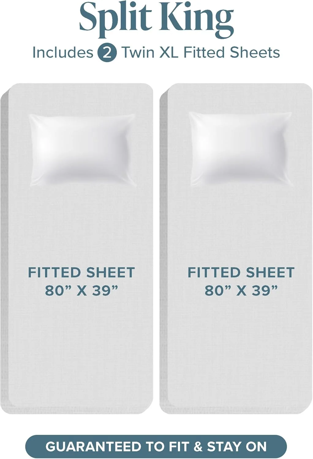 Hotel Luxury Split King Sheet Set, Extra Soft, 7 Piece Set, Deep Pockets, Easy Fit, Cooling & Breathable, Wrinkle, Fade, Stain Resistant, Set Includes 4 Pillowcases (Split King, Light Blue)