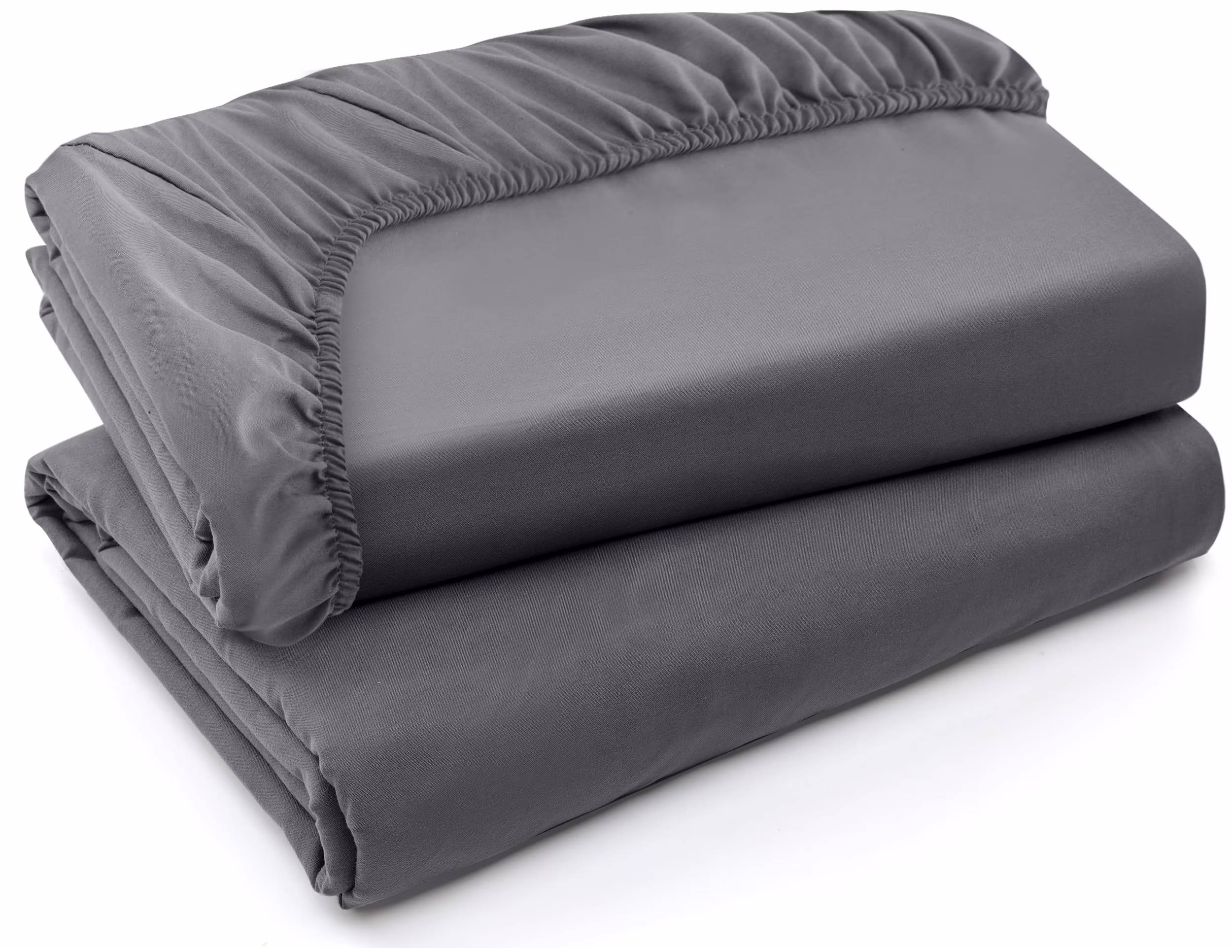 Twin XL Fitted Sheets 2 Pack, Soft Brushed Microfiber Bottom Sheets with Deep Pockets for Mattresses Up to 15 Inches, Shrinkage & Fade Resistant, Easy Care, Grey