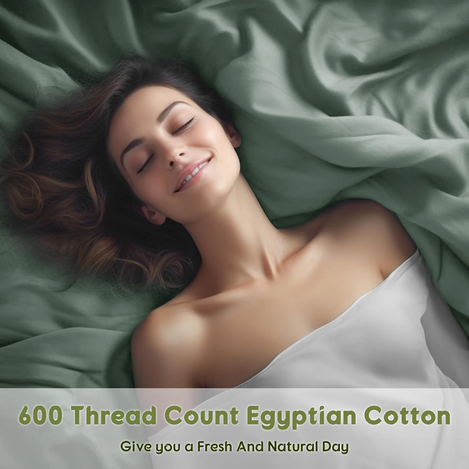 100% Egyptian Cotton Sheets King Size - 600 Thread Count, Luxury Hotel Quality Bedding Set, Soft Cooling Sateen Weave Bed Sheet Sets, 16" Deep Pocket - 4 PC(Sea Glass,King)