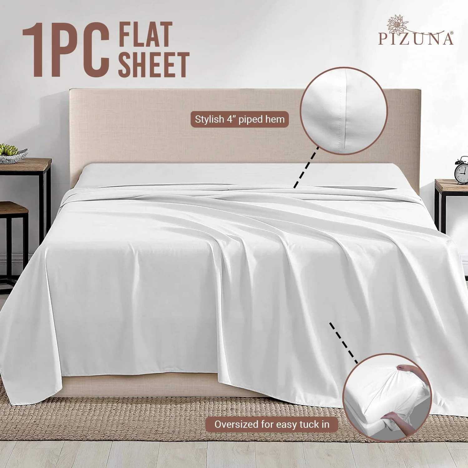 Pure  Cotton Flat Sheets Only  White (1 PC)