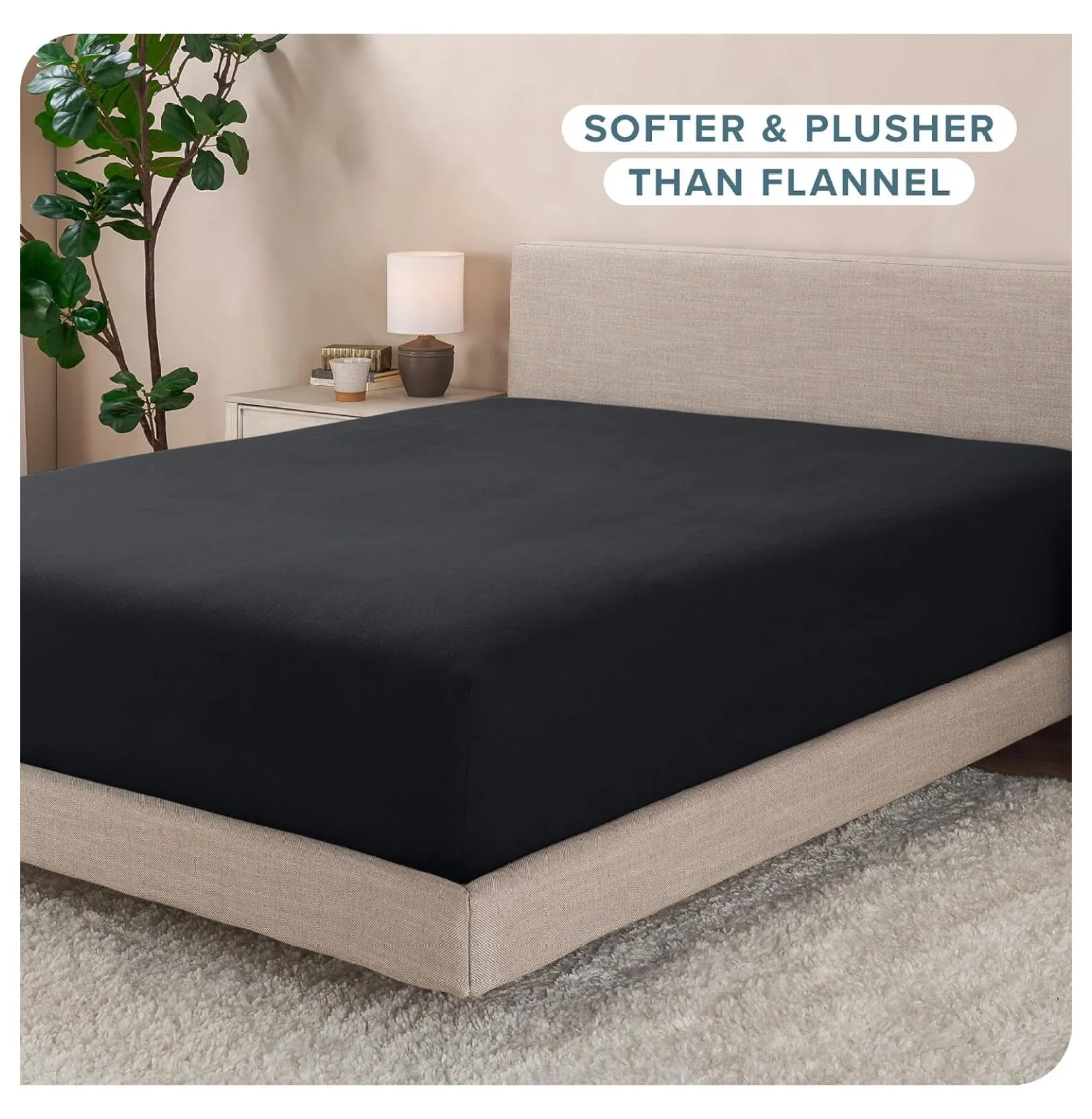 Super Soft Fleece Fitted Sheet - Twin Extra Long Size - Extra Plush Polar Fleece, No-Pilling - Deep Pocket - All Season Cozy Warmth (Twin XL, Black)