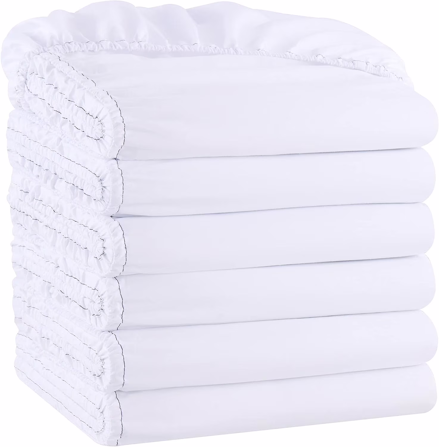 Fitted Sheets - Pack of 6 - Soft Brushed Microfiber Hypoallergenic Bottom Sheet Only with Deep Pocket, Bedding Essentials for Hosts and Hotels, White