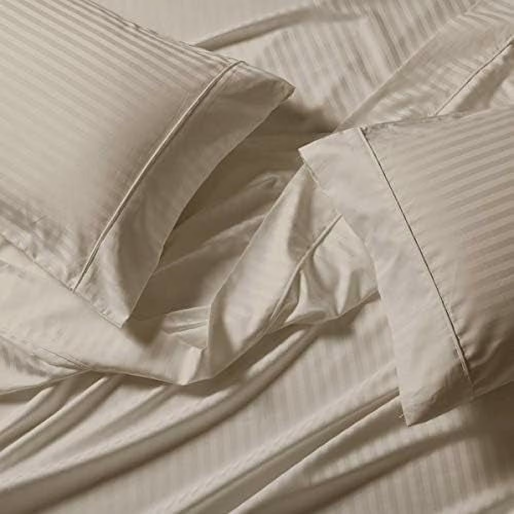 Striped 650 Thread Count, Cotton Blend 3PC Twin Extra Long XL Bed Sheets Set, Linen
