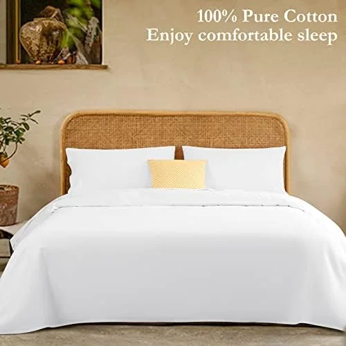 100% Egyptian Cotton 1000 Thread Count King Size Sheets Set,Bed Sheet 4 Piece Sets,16 inches Deep Pocket,Bedding Super Soft Breathable,Sateen Weave Long Staple,All Season,White