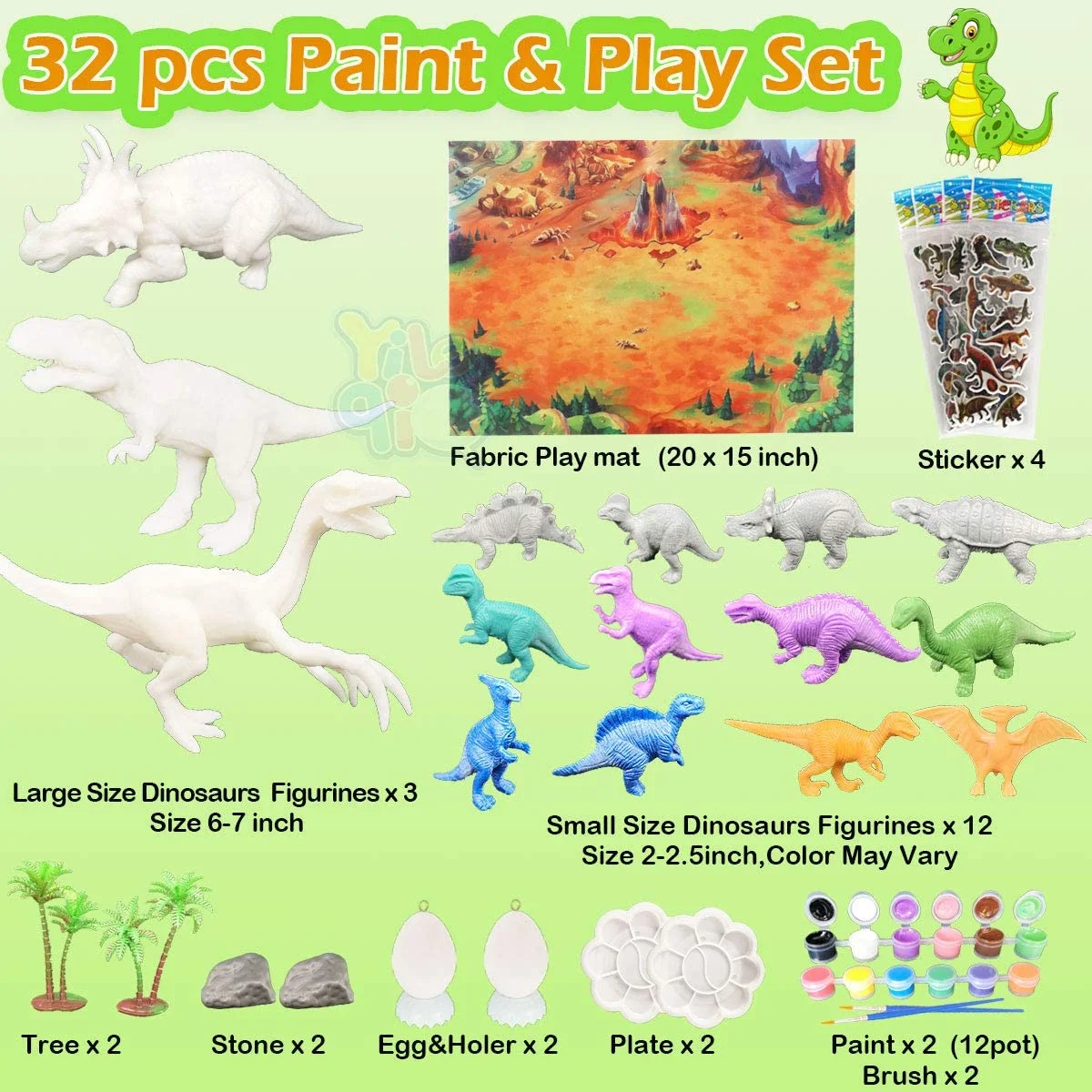 EASTIN Kids Crafts and Arts Dinosaur Painting Kit with Play Mat, Dinosaurs Toys Art and Craft for Boys Girls Age 4 5 6 7 8 Years Old, Fun DIY Kids Paint Birthday Gifts for Children Animal Set