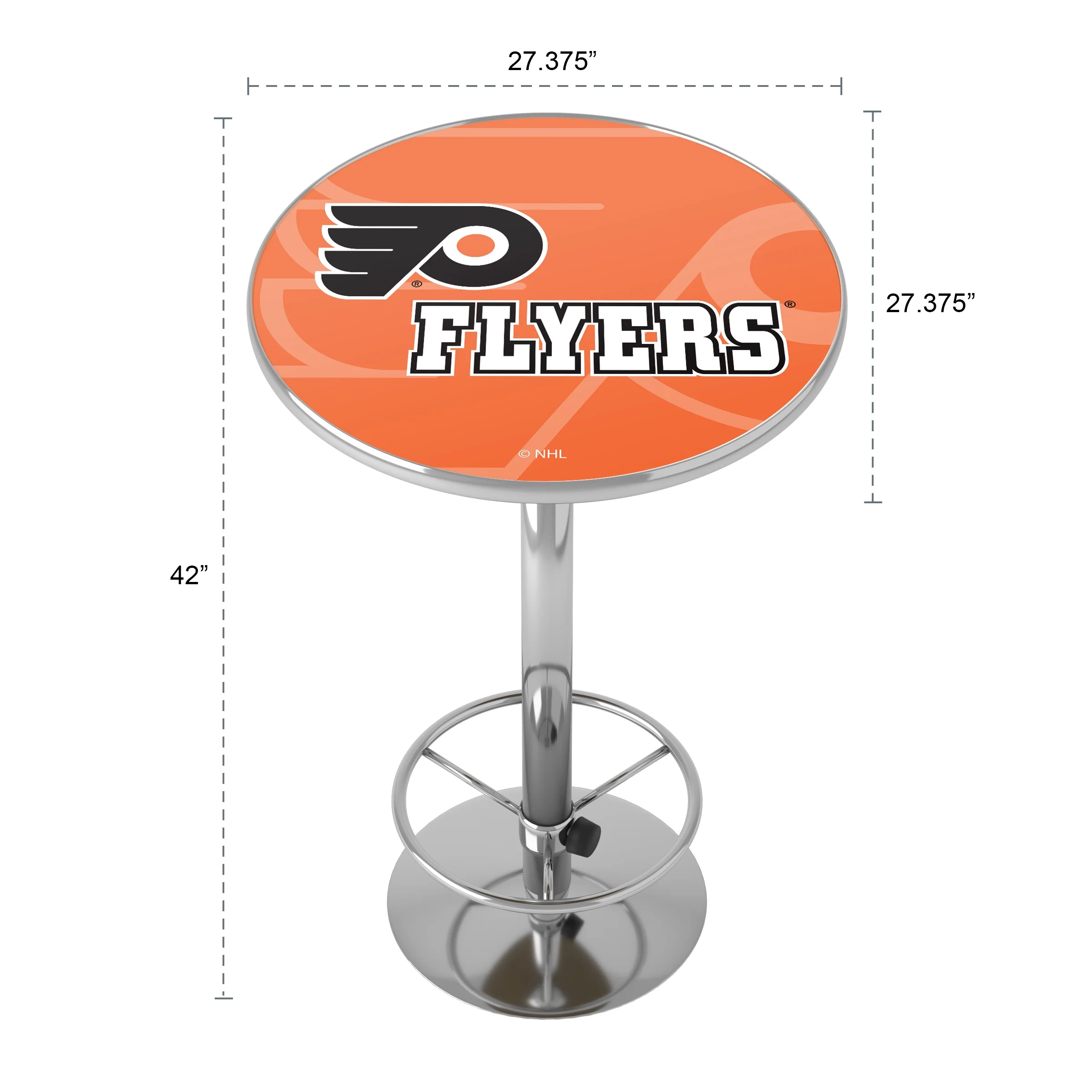 Philadelphia Flyers Watermark Bar Table with Adjustable Footrest and Acrylic Top