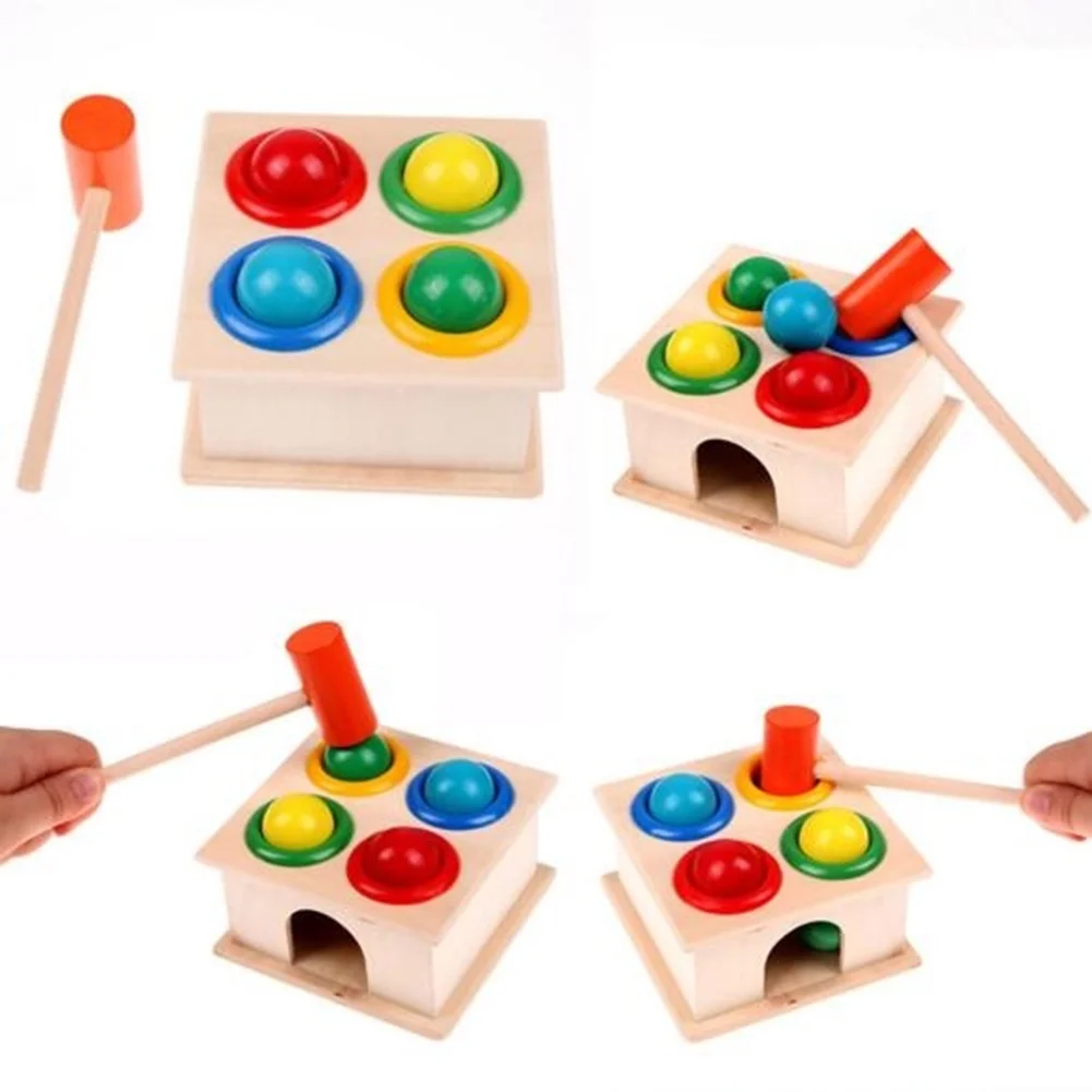 Taize Hammering Educational Toy Children Kids Wooden Hammer Balls Early Learning Game