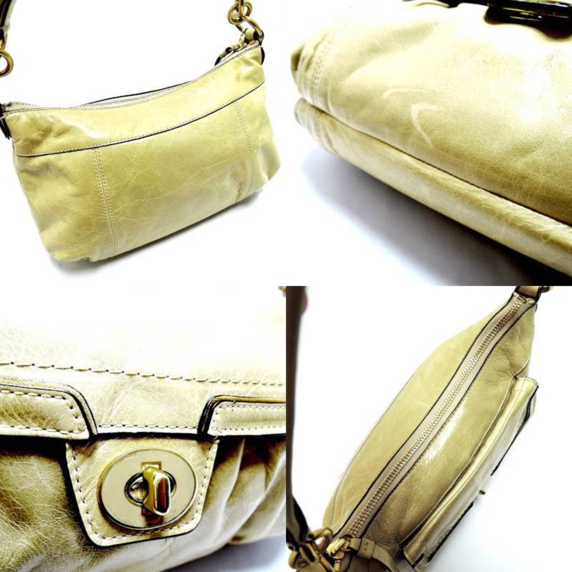 Pre-Owned COACH coach 2WAY bag poppy leather one shoulder F17919 (Good)