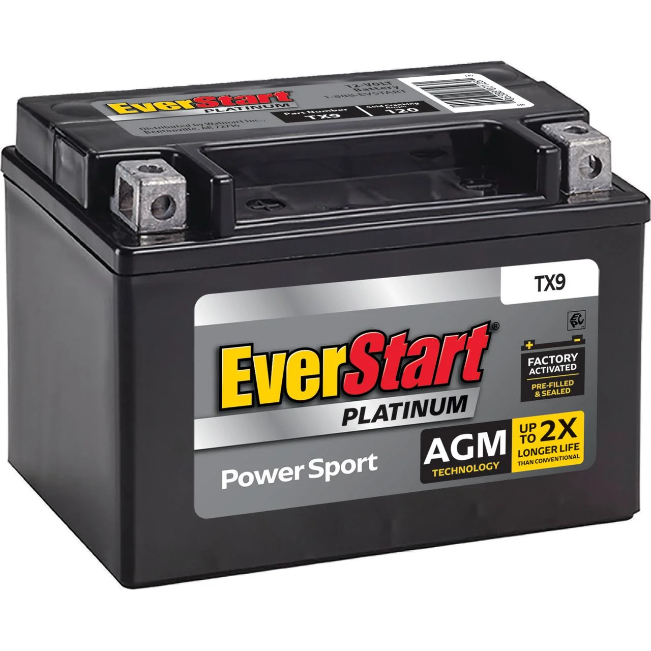 Everstart Powersport Battery TX9 - 12 Volt, 120 CCA