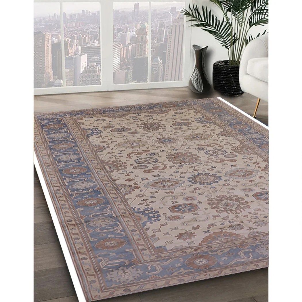 Ahgly Company Indoor Rectangle Mid-Century Modern Khaki Rose Pink Oriental Area Rugs, 2' x 4'