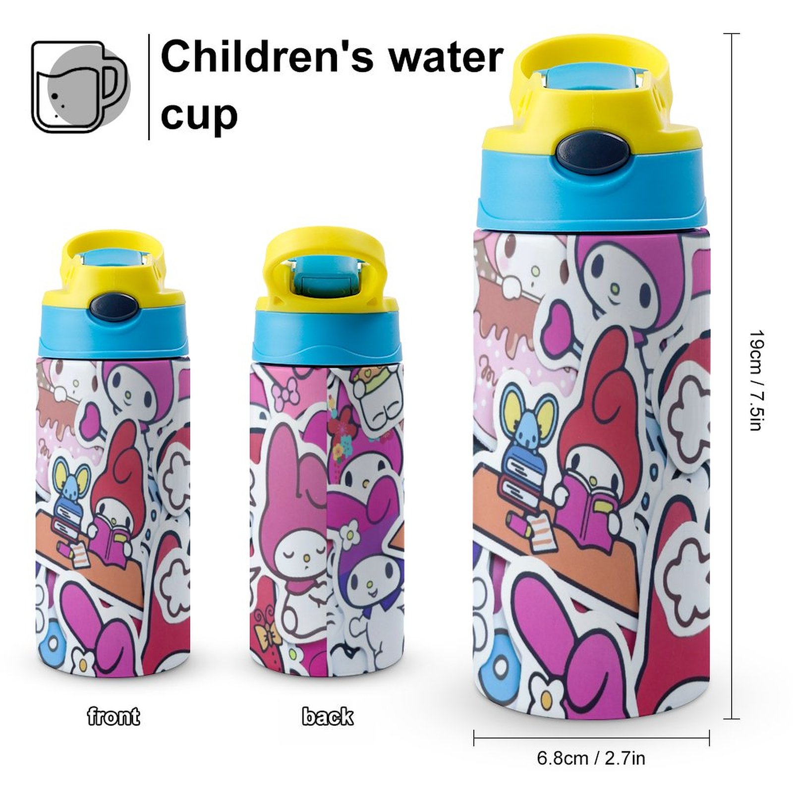 My Melody Children's Water Bottle Vacuum Insulated Stainless Steel Cup With Straw Toddler Thermoses