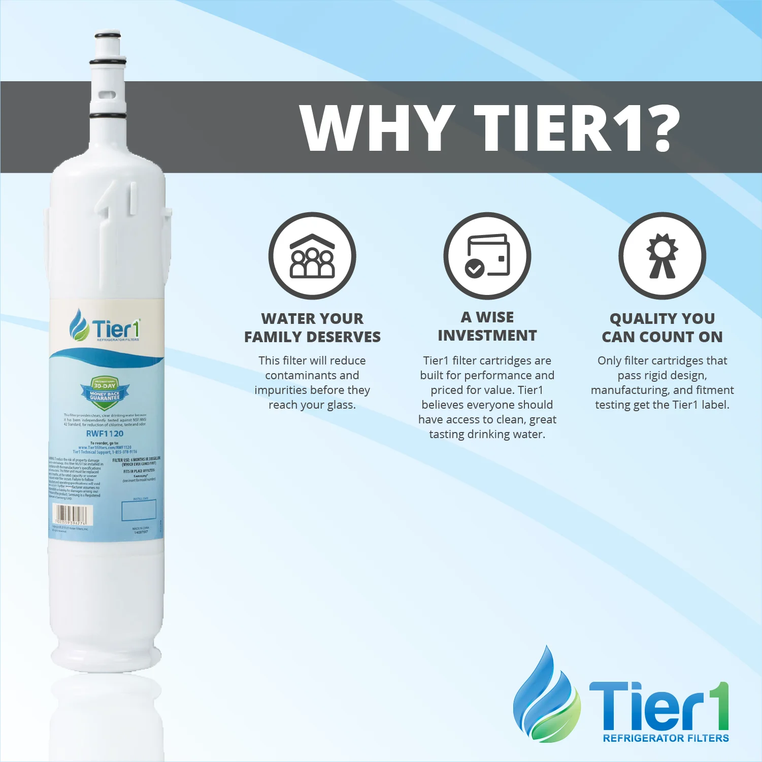 Tier1 DA29-00012A Refrigerator Water Filter 3-pk | Replacement for Samsung DA29-00012B, DA2900012A, WD-DA29-00012A, WD-DA29-00012B, SGF-DSA21, WF280, EFF-6006A, Fridge Filter