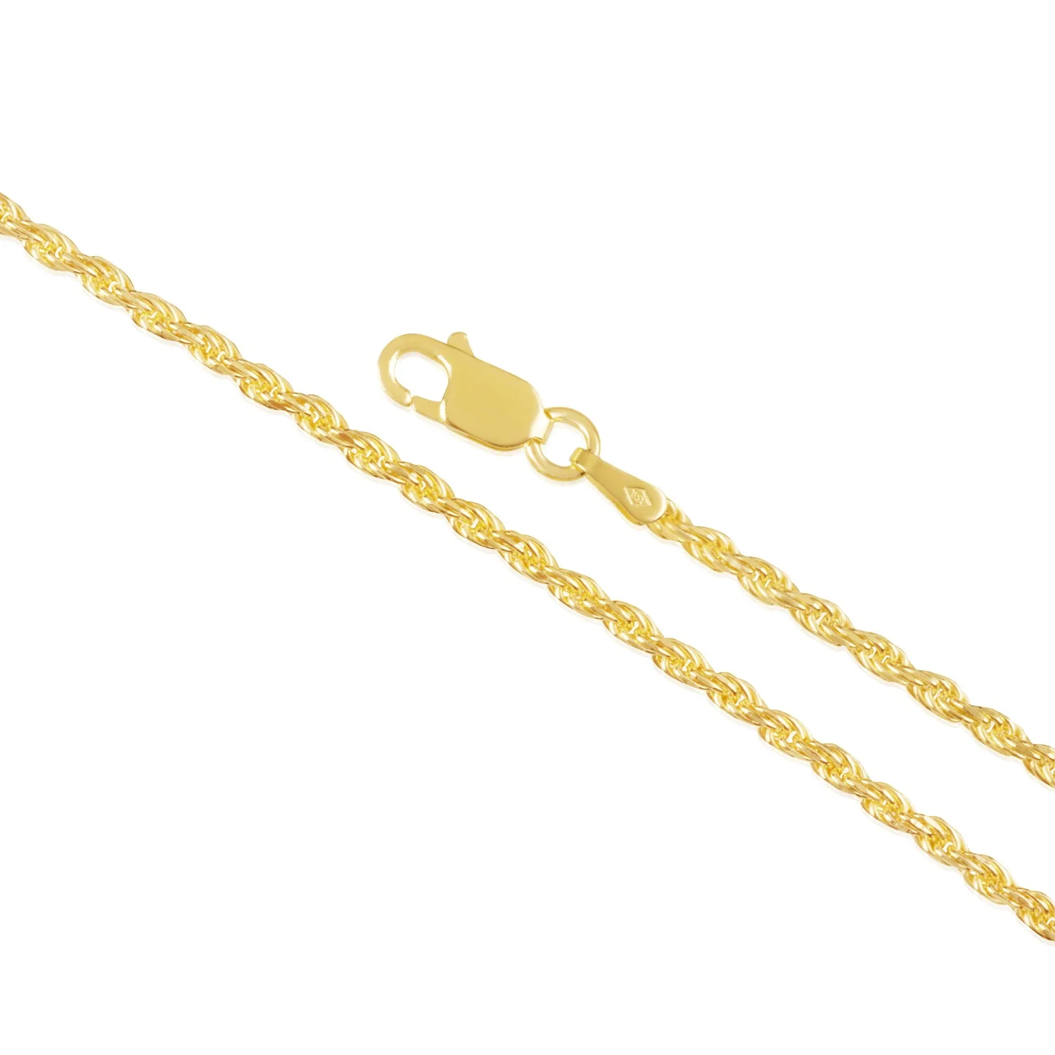Sterling Silver and Gold Plated Rope Chain Necklaces and Bracelets - 2.00MM Thick - 18 Inches
