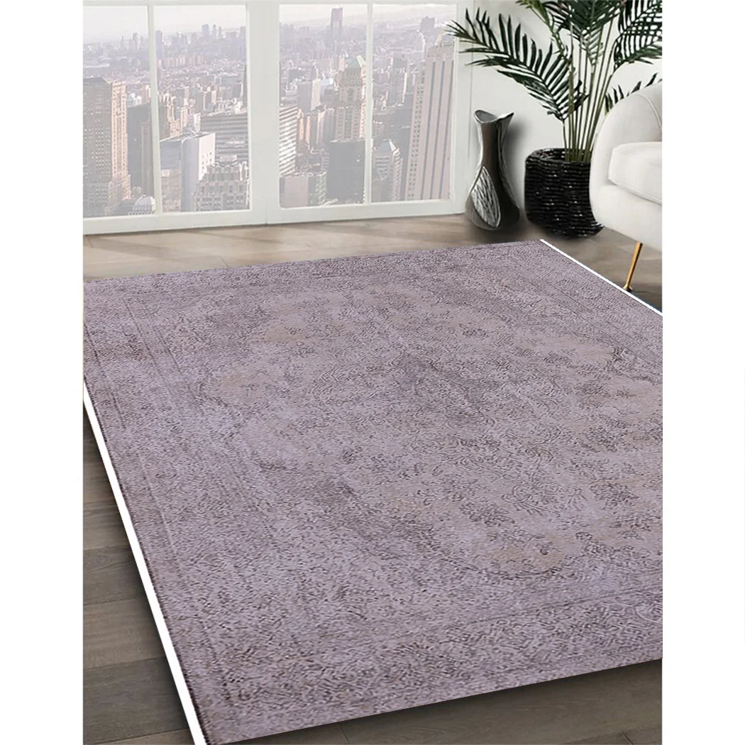 Ahgly Company Indoor Rectangle Mid-Century Modern Silver Pink Oriental Area Rugs, 3' x 5'