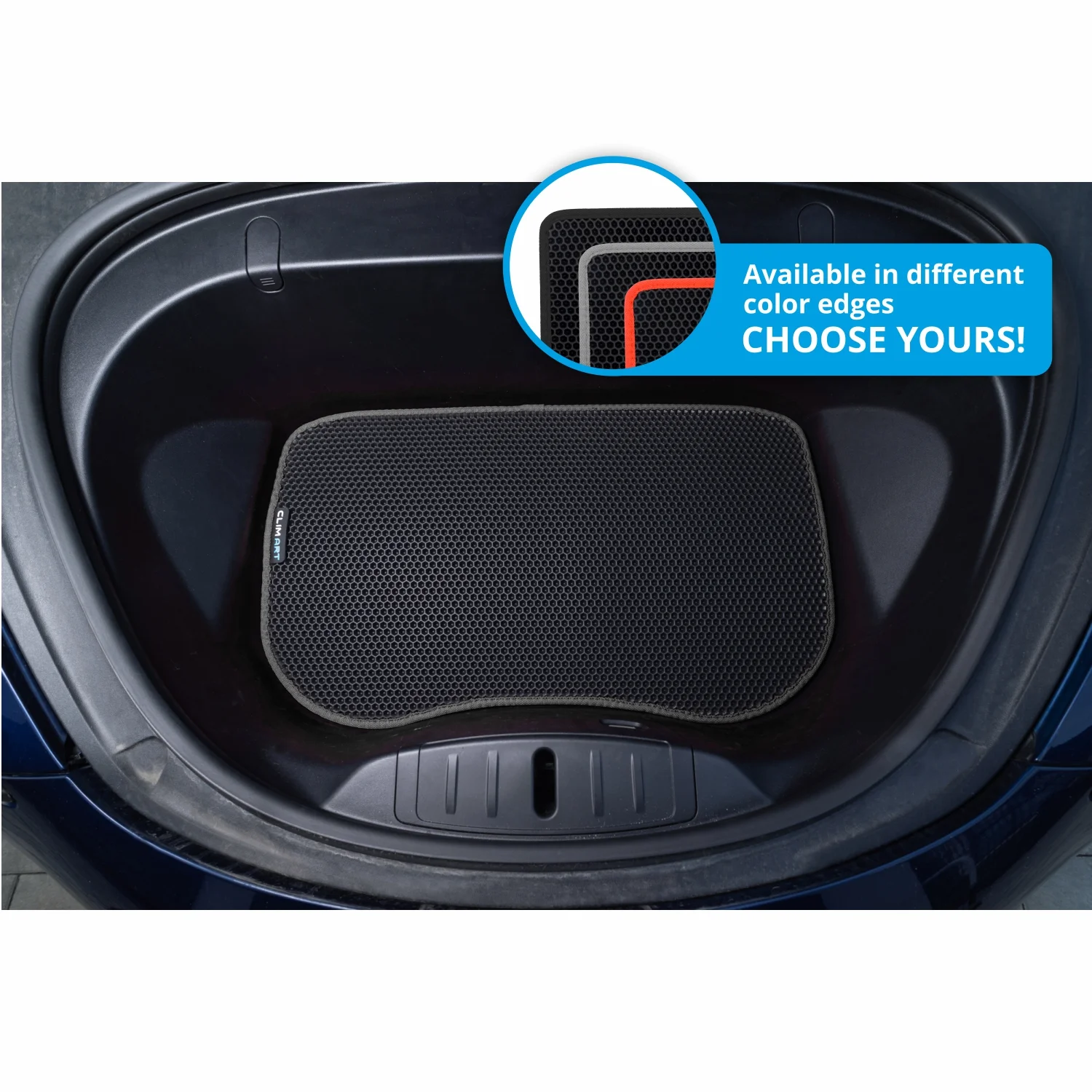 CLIM ART Cargo Liner for Tesla Model 3 2017-2020 Custom Fit Trunk Mat, with Honeycomb Dirtproof & Waterproof Technology - All-Climate, Heavy Duty, Anti-Slip Cargo Liner, Luggage - FL01117093